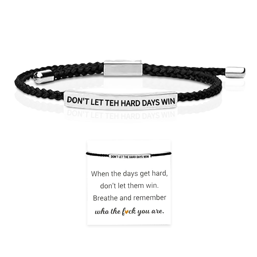 SANNIDHI Motivation Bracelet for Men Women 'Don't Let the Hard Days Win' Inspirational Bracelet with Gift Card Adjustable Fashion Bracelet Gift for Men Women SANNIDHI Motivation Bracelet for Men Women 'Don't Let the Hard Days Win' Inspirational Bracelet with Gift Card Adjustable Fashion Bracelet Gift for Men Women
